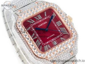 Santos De 40mm TWF 1:1 Best Edition Red Diamond Dial SS/RG Dia/Rmn A2824 - Image 3