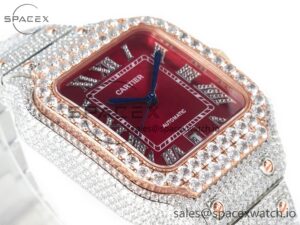 Santos De 40mm TWF 1:1 Best Edition Red Diamond Dial SS/RG Dia/Rmn A2824 - Image 6