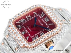 Santos De 40mm TWF 1:1 Best Edition Red Diamond Dial SS/RG Dia/Rmn A2824 - Image 5