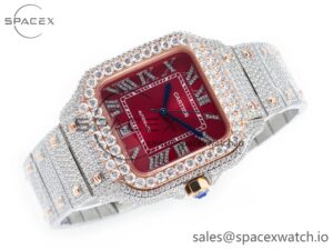 Santos De 40mm TWF 1:1 Best Edition Red Diamond Dial SS/RG Dia/Rmn A2824 - Image 7