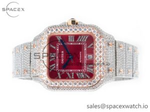 Santos De 40mm TWF 1:1 Best Edition Red Diamond Dial SS/RG Dia/Rmn A2824 - Image 8
