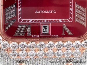 Santos De 40mm TWF 1:1 Best Edition Red Diamond Dial SS/RG Dia/Rmn A2824 - Image 11