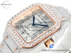 Santos De 40mm TWF 1:1 Best Edition White Diamond Dial SS/RG Dia/Rmn A2824 - Image 5