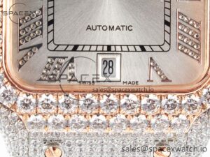 Santos De 40mm TWF 1:1 Best Edition White Diamond Dial SS/RG Dia/Rmn A2824 - Image 11