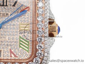 Santos De 40mm TWF 1:1 Best Edition Rainbow Diamond Dial SS/RG Dia/Rmn A2824 - Image 10