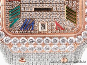 Santos De 40mm TWF 1:1 Best Edition Rainbow Diamond Dial SS/RG Dia/Rmn A2824 - Image 11
