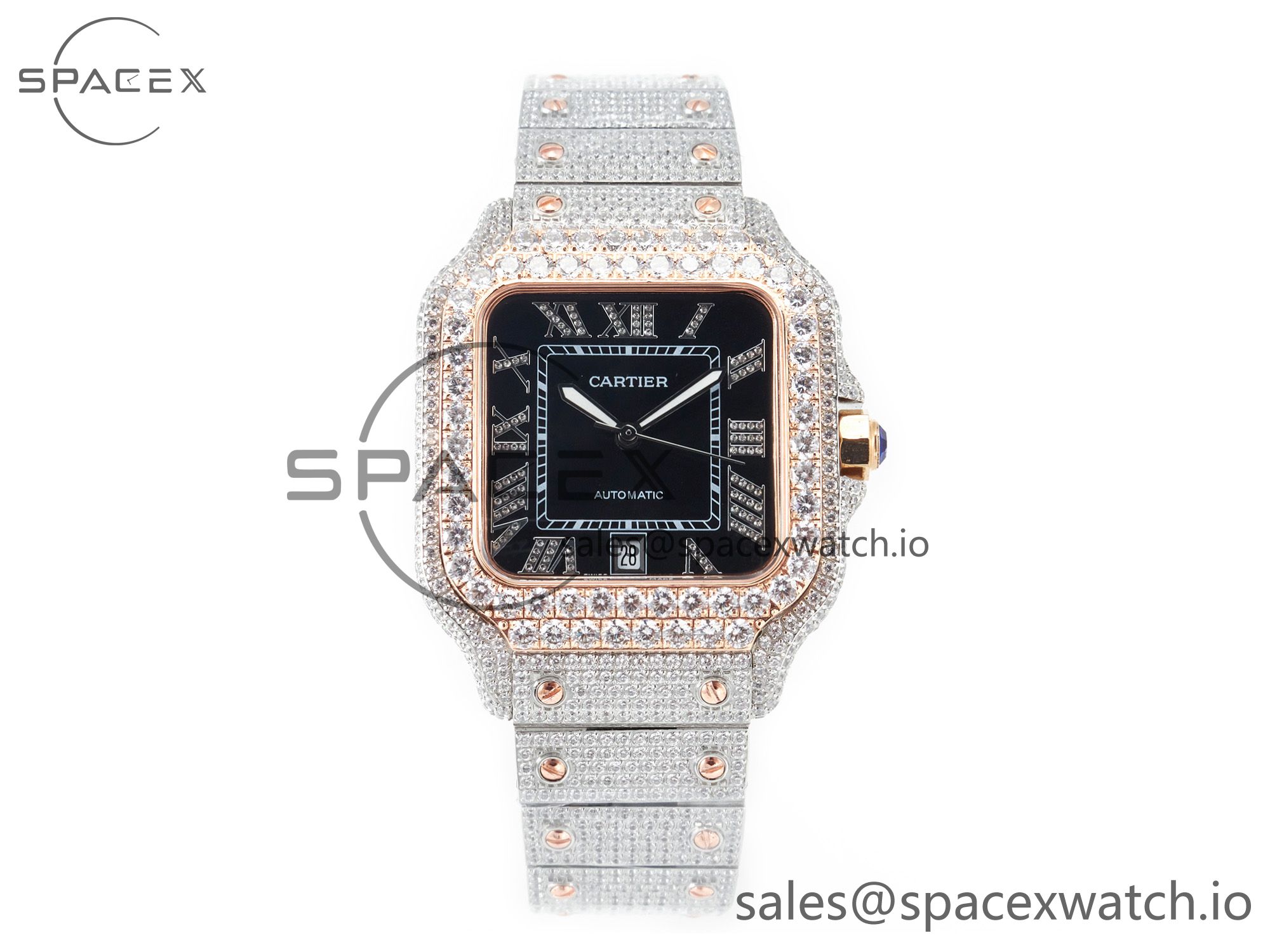 IMG_8215 拷贝 Santos De 40mm TWF 1:1 Best Edition Black Diamond Dial SS/YG Dia/Rmn A2824 - Image 1
