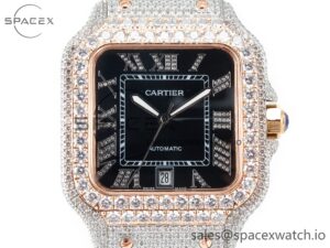 Santos De 40mm TWF 1:1 Best Edition Black Diamond Dial SS/YG Dia/Rmn A2824 - Image 2