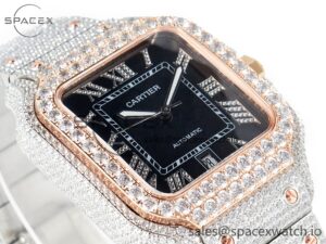 Santos De 40mm TWF 1:1 Best Edition Black Diamond Dial SS/YG Dia/Rmn A2824 - Image 6