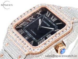 Santos De 40mm TWF 1:1 Best Edition Black Diamond Dial SS/YG Dia/Rmn A2824 - Image 5
