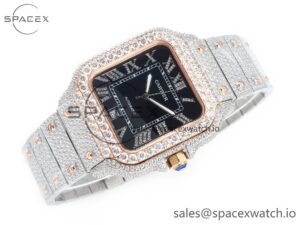Santos De 40mm TWF 1:1 Best Edition Black Diamond Dial SS/YG Dia/Rmn A2824 - Image 7