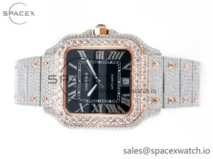 Santos De 40mm TWF 1:1 Best Edition Black Diamond Dial SS/YG Dia/Rmn A2824 - Image 8