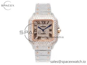 Santos De 40mm TWF 1:1 Best Edition RG Diamond Dial SS/RG Dia/Rmn A2824