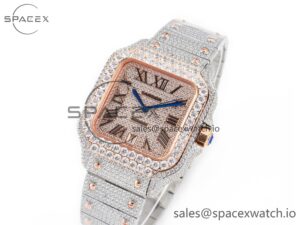 Santos De 40mm TWF 1:1 Best Edition RG Diamond Dial SS/RG Dia/Rmn A2824 - Image 4