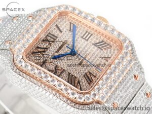 Santos De 40mm TWF 1:1 Best Edition RG Diamond Dial SS/RG Dia/Rmn A2824 - Image 6