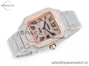 Santos De 40mm TWF 1:1 Best Edition RG Diamond Dial SS/RG Dia/Rmn A2824 - Image 7