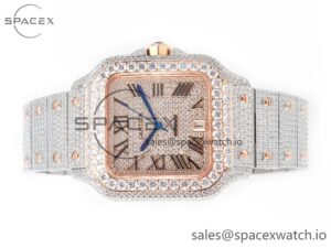 Santos De 40mm TWF 1:1 Best Edition RG Diamond Dial SS/RG Dia/Rmn A2824 - Image 8