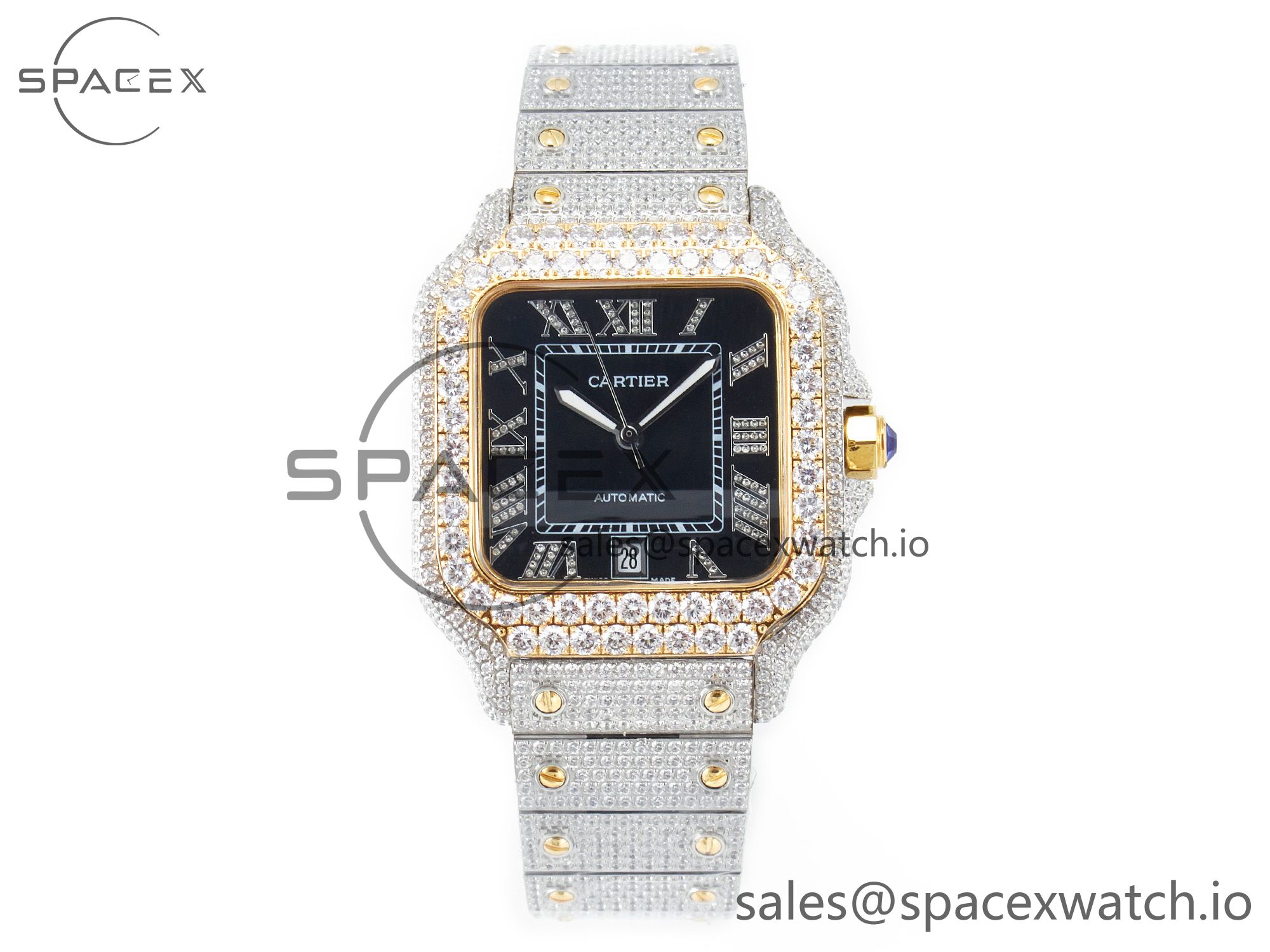 IMG_8241 拷贝 Santos De 40mm TWF 1:1 Best Edition Black Diamond Dial SS/YG Dia/Rmn A2824 - Image 1
