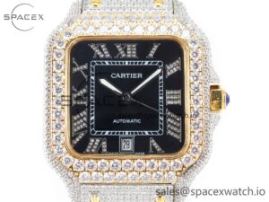 Santos De 40mm TWF 1:1 Best Edition Black Diamond Dial SS/YG Dia/Rmn A2824 - Image 2