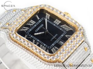 Santos De 40mm TWF 1:1 Best Edition Black Diamond Dial SS/YG Dia/Rmn A2824 - Image 6