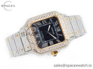 Santos De 40mm TWF 1:1 Best Edition Black Diamond Dial SS/YG Dia/Rmn A2824 - Image 7