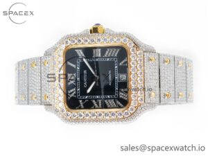 Santos De 40mm TWF 1:1 Best Edition Black Diamond Dial SS/YG Dia/Rmn A2824 - Image 8