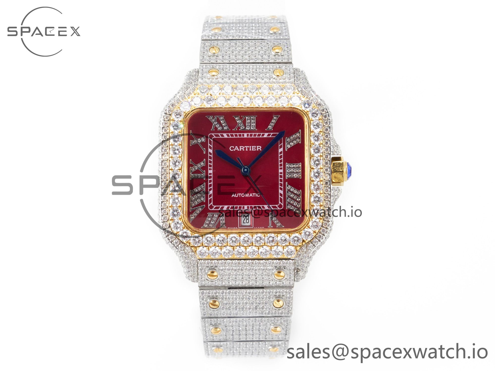 IMG_8264 拷贝 Santos De 40mm TWF 1:1 Best Edition Red Diamond Dial SS/YG Dia/Rmn A2824 - Image 1