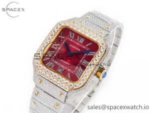 Santos De 40mm TWF 1:1 Best Edition Red Diamond Dial SS/YG Dia/Rmn A2824 - Image 4