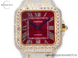 Santos De 40mm TWF 1:1 Best Edition Red Diamond Dial SS/YG Dia/Rmn A2824 - Image 2