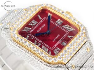 Santos De 40mm TWF 1:1 Best Edition Red Diamond Dial SS/YG Dia/Rmn A2824 - Image 6