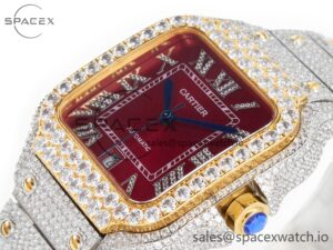 Santos De 40mm TWF 1:1 Best Edition Red Diamond Dial SS/YG Dia/Rmn A2824 - Image 5