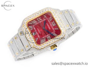 Santos De 40mm TWF 1:1 Best Edition Red Diamond Dial SS/YG Dia/Rmn A2824 - Image 7