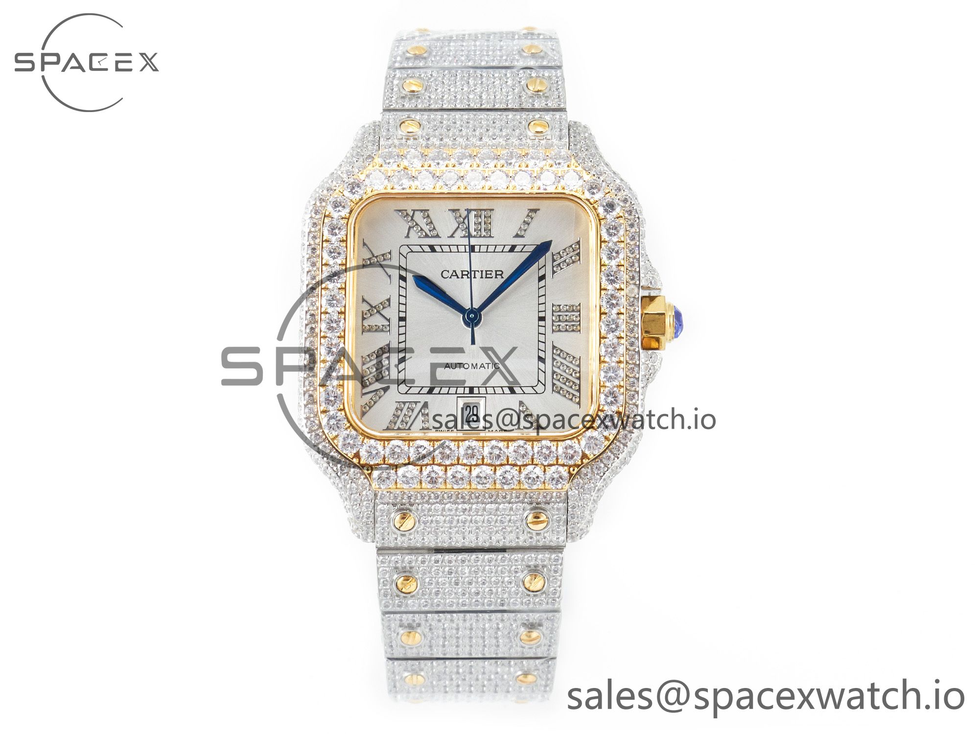 IMG_8279 拷贝 Santos De 40mm TWF 1:1 Best Edition White Diamond Dial SS/YG Dia/Rmn A2824 - Image 1