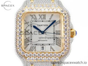 Santos De 40mm TWF 1:1 Best Edition White Diamond Dial SS/YG Dia/Rmn A2824 - Image 2