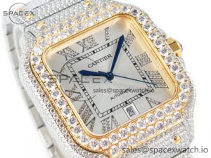 Santos De 40mm TWF 1:1 Best Edition White Diamond Dial SS/YG Dia/Rmn A2824 - Image 3