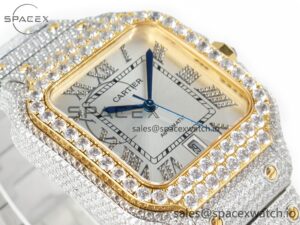 Santos De 40mm TWF 1:1 Best Edition White Diamond Dial SS/YG Dia/Rmn A2824 - Image 6