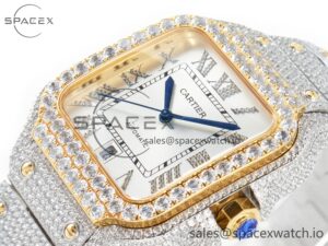 Santos De 40mm TWF 1:1 Best Edition White Diamond Dial SS/YG Dia/Rmn A2824 - Image 5