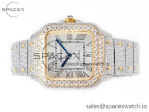 Santos De 40mm TWF 1:1 Best Edition White Diamond Dial SS/YG Dia/Rmn A2824 - Image 8