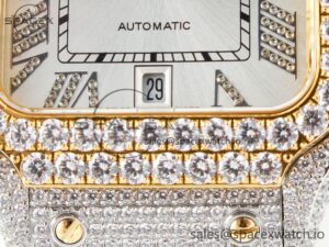 Santos De 40mm TWF 1:1 Best Edition White Diamond Dial SS/YG Dia/Rmn A2824 - Image 11