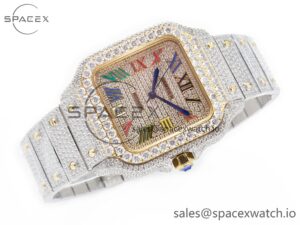 Santos De 40mm TWF 1:1 Best Edition Rainbow Diamond Dial SS/YG Dia/Rmn A2824 - Image 7