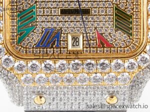 Santos De 40mm TWF 1:1 Best Edition Rainbow Diamond Dial SS/YG Dia/Rmn A2824 - Image 11