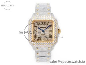Santos De 40mm TWF 1:1 Best Edition RG Diamond Dial SS/YG Dia/Rmn A2824