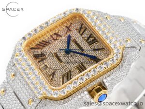 Santos De 40mm TWF 1:1 Best Edition RG Diamond Dial SS/YG Dia/Rmn A2824 - Image 5