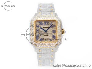 Santos De 40mm TWF 1:1 Best Edition Diamond Dial SS/YG Dia/Rmn A2824