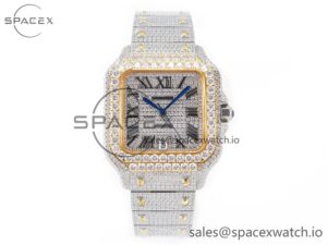 Santos De 40mm TWF 1:1 Best Edition RG Diamond Dial SS/YG Dia/Rmn A2824