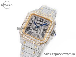 Santos De 40mm TWF 1:1 Best Edition RG Diamond Dial SS/YG Dia/Rmn A2824 - Image 4