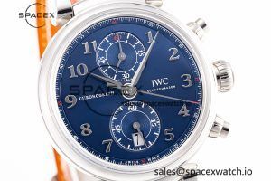 Portugieser Chrono Classic 42 IW390406 APSF 1:1 Best Edition Blue Dial Blue Hand on Black Leather Strap A7750 - Image 2