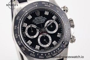 Daytona 116519 Clean Factory 1:1 Best Edition Black Diamonds Dial on Oysterflex Rubber Strap SA4130 - Image 3