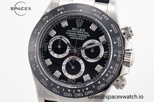 Daytona 116519 Clean Factory 1:1 Best Edition Black Diamonds Dial on Oysterflex Rubber Strap SA4130 - Image 2