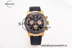 Daytona 116515 RG Clean Factory 1:1 Best Edition Black Ceramic Bezel Black Stick Dial on Oysterflex Rubber Strap A4130